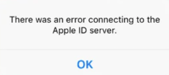 Error - There was an error connecting to the apple id server
